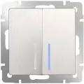 Выключатель двухклавишный с подсветкой Werkel W1120113 перламутровый рифленый IP20