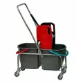 Тележка уборочная Eco-Force, 2 съемных ведра по 25 л, отжим, металлический каркас, бесшумные колеса, 22EF/2