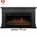 Электрокамин California 40 (графит) c очагом Aurora RTFPP-AR40LS(яркое пламя, пульт, звук, обогрев)