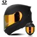 Шлем SOMAN SM965, матовый черный с красным золотом, с двойными линзами