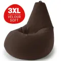 Кресло мешок Bean Joy, пуфик мешок, бескаркасное кресло, размер 3XL, мебельный велюр, горький шоколад