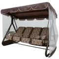 Уличные садовые качели дефа люси шоколад для дачи четырехместные подвесные с тентом и москитной сеткой