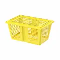 Ящик для рыбы, овощей, фруктов и хлеба перфорированный желтый, 300х200х130 мм, 5 шт. в комплекте