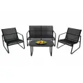 Набор мебели Санторини, Комплект садовой мебели, черный текстилен, комплект из дивана, 2 кресел, столика