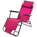 Шезлонг Green Days, металл, с подголовником, складная конструкция, фуксия, 153 см x 60 см x 80 см
