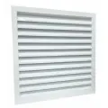 Решетка наружная вентиляционная 600х600 жалюзийная встраиваемая стальная, белая, оцинкованная