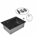 Мойка кухонная Wisent 6045B металлическая, 60x45, прямоугольная, мойка для кухни, врезная, черная, серая, матовая