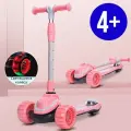 Большой трёхколёсный самокат со светящимися колёсами, складной, для детей от 4-х лет Scooter Maxi Lights 606 Розовый