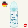 NUK FC+ Бутылочка из стекла 240 мл с силиконовой соской с отверстием М, 0-6 месяцев