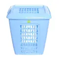 Корзина для белья 60л с крышкой, прямоугольная, бирюзовая, перфорация для вентиляции