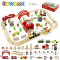 Деревянная дорога EDWONE с электропоездом и депо 80 предметов