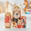 Матрешка деревянная детская развивающая игрушка с петухом 5 мест 15 см Орнамент