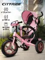 Велосипед детский трехколесный CITYRIDE с фарой, колеса надувные 12/10, поворотное сиденье, свет/звук, CR-B3-05PPK