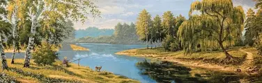 Гобелен, гобелен без рамы 145х47 см / Рыбалка