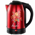 Чайник Матрёна Хохлома, красный, МА-005, стальной, дисковый, 1500 Вт, 2 л