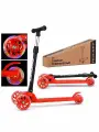 Самокат трёхколёсный ROCKET колёса световые , от 3 лет, до 50 кг, цвет красный