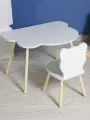 Детский стол облако и стул мишка, белый комплект детской мебели RuLes
