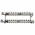 Коллектор WAAG 1х3/4, 14 выходов, для теплого пола с термостатическими клапанами, с расходомерами, сталь нержавеющая, в сборе