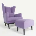 Комплект кресла и пуфа Фантазёр D-9 (Фиолетовая рогожка) на высоких ножках, для отдыха и чтения книг. В гостиную, балкон, спальню и переговорную комнату