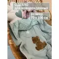 Одеяло детское для новорожденного в кроватку Moms 70х100 всесезонное стеганое гипоаллергенное декоративные аппликации Мишка 100% хлопок Альполюкс 150 г/м2