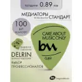 Медиаторы для гитары, толщина 0,89 мм, цвет зеленый, делрин - 100 шт