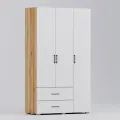 Шкаф Лайт 3-х дверный с ящиками крафт золотой/белый 120*48*205 с полками и штангой