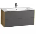 Тумба под раковину Акватон Сохо 100 Дуб Веллингтон/Графит софт (1A258201AJA00)