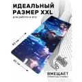 Коврик для мышки большой, игровой коврик для мышки и клавиатуры 90х40 см, кошкодевочка аниме тян
