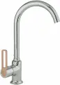 Смеситель для кухни оптима, боковая ручка, высокий, с гайкой