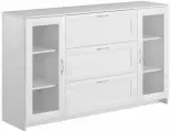 Тумба ГУД ЛАКК Сириус, 2 двери со стеклом и 3 ящика, 156х41х95 см, белая