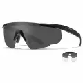 Очки стрелковые Wiley X Saber ADV / Дымчато-серая+прозрачная линзы / Черная матовая