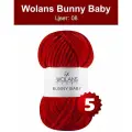 Пряжа Wolans Bunny Baby -5 шт, красный (08), 120м/100г, 100% полиэстер /плюшевая пряжа воланс банни беби/