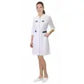 Халат медицинский брайтли женский белый с синим, ткань Твил стрейч р. 44-46/158-164 / Халат медицинский / Халат медицинский женский / Халат женский