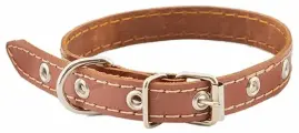 HOMEPET 45 мм 59-71 см ошейник для собак кожаный простой простроченный, коричневый