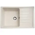 Мойка для кухни из искусственного камня прямоугольная с крылом (73,4x48,3), белая