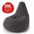 Кресло мешок Bean Joy, пуфик мешок, бескаркасное кресло, размер ХXL, мебельный велюр, антрацит