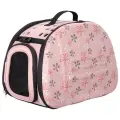 Ibiyaya складная сумка-переноска для кошек весом до 6 кг - бледно-розовая в цветочек