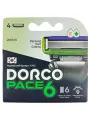 Сменные кассеты Dorco Pace 6 с 6 лезвиями, 4 шт