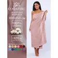 Полотенце банное махровое 100% хлопок Софатекс 100х150 для ванны и душа, цвет пудровый