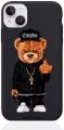 Черный силиконовый чехол для iPhone 14 Plus Мишка Compton для Айфон 14 Плюс