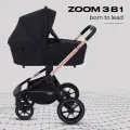 Коляска для новорожденных 3 в 1 MOWBaby ZOOM RA087 Gold Black