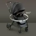 Коляска прогулочная детская Happy Baby Luna 360, реверсивный блок 360 градусов, черная