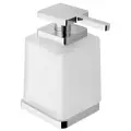 Дозатор OLYMP стеклянный матовый, 200 мл с держателем, хром, Sapho