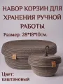Корзина плетёная, OLEINIKA HOME, вязаная с крышкой для хранения вещей.