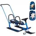 Снегокат 505 высокий SNOWKAT TWINS BABY PUSH для двоих, с 2 склад спинками П-обр толкатель Галактика