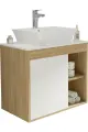 Тумба с раковиной Teymi Nura 70 дуб эврика, матовая белая, раковина Aina 49