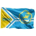 Флаг Республики Тыва (Tuva) с гербом на сетке, 90х135 см - для улицы, для флагштока