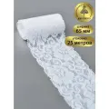 Кружево-стрейч KRUZHEVO, арт. TBY. L840, 65мм, цвет 01 белый, уп.25м