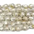 Бусина из жемчуга 12-25мм, Кеши, неправильной каплевидной формы, сорт 2, белый с золотисто-лиловым отливом, 6 шт, низка