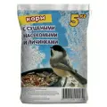 Корм лакомство с сушеными насекомыми И личинками для лесных уличных птиц семечки подсолнечника в кормушку на окно 5 кг.